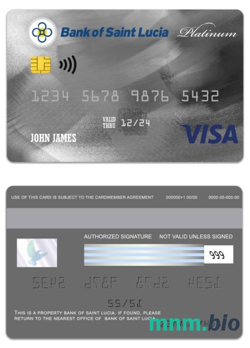Saint Lucia Bank of Saint Lucia visa platyna karta przykład w formacie PSD